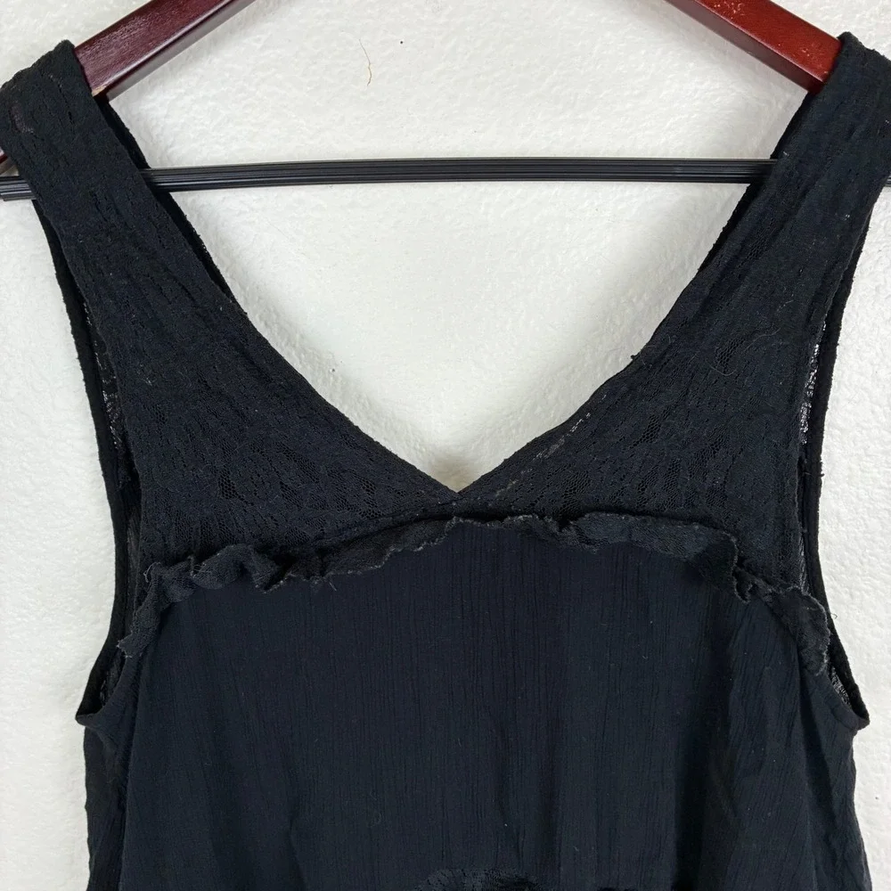 Free People Tank Top Sz S Babydoll Boho Flowy Cottage Lace Ruffle Tiered Fairy
